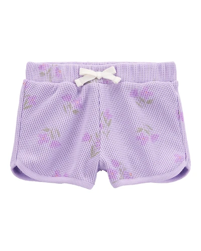 Baby Floral Waffle Knit Shorts - Purple
