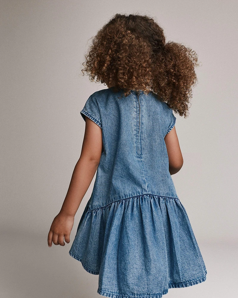 Toddler Girl Asymmetrical Drop-Waist Dress Chambray