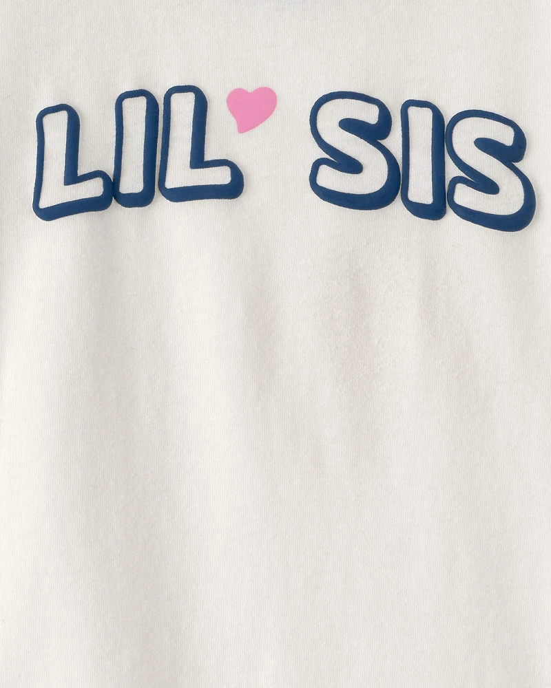 Toddler Girl 'Lil Sis' Graphic Tee - Ivory