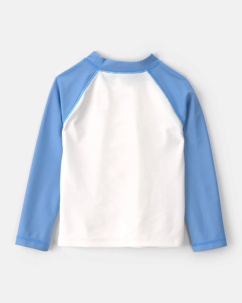 Toddler Boy Palm Tree Long-Sleeve Rashguard Top - Blue/White