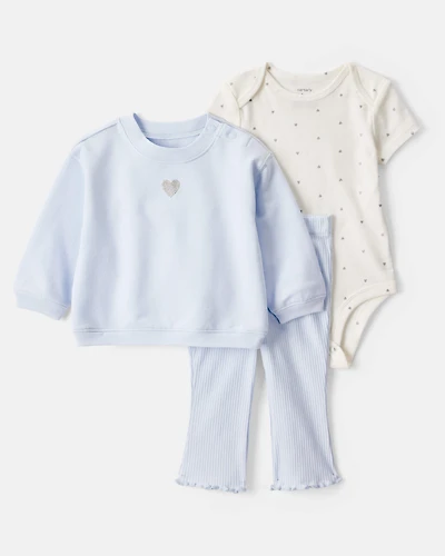Baby Girl 3-Piece Heart Print Pullover Set