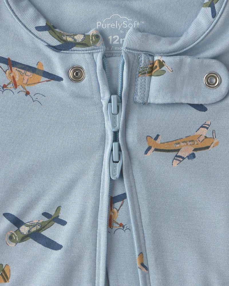 Baby Boy 2-Pack PurelySoft™ Vintage Plane Rompers - Blue