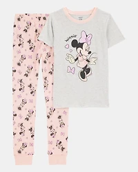 Girls Minnie Mouse Snug Fit Cotton 2-Piece Pyjamas