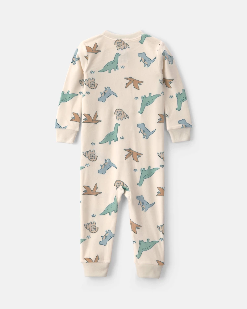 Toddler Boy 1-Piece Dino DreamPlush Snug Fit Pyjama - Cream