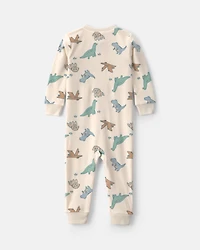 Toddler Boy 1-Piece Dino DreamPlush Snug Fit Pyjama - Cream