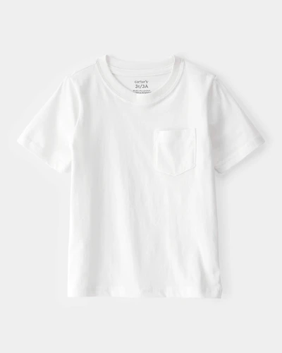 Toddler Solid Short-Sleeve Pocket Tee - White
