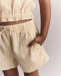 Toddler Girl Gingham Peplum Short - Yellow