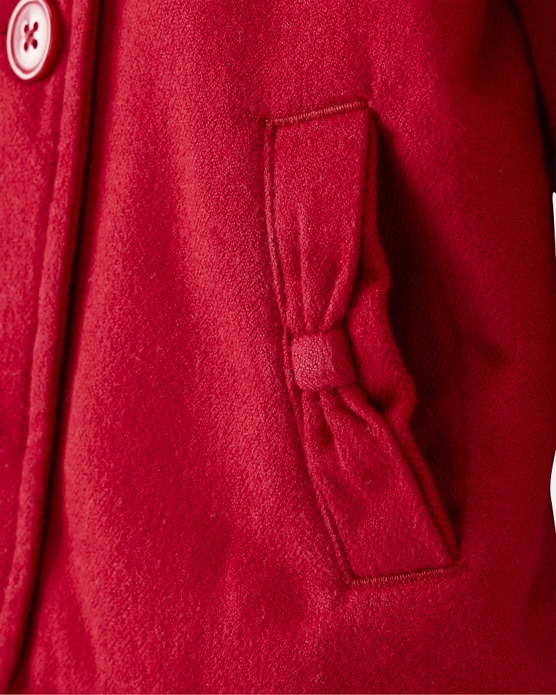 Toddler Girl Long-Sleeve Fashion Peacoat - Red
