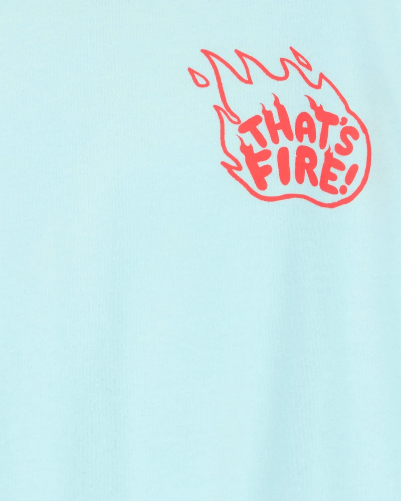 Boys That's Fire Short-Sleeve Graphic Tee - Turquoise