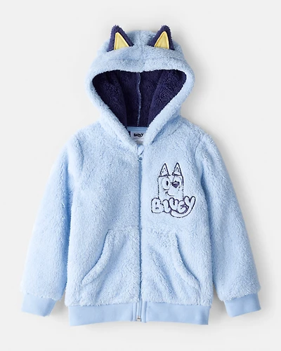 Toddler Boy Bluey™ Sherpa Hooded Zip-Up Jacket - Blue