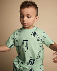 Toddler Relaxed Graphic Tee Music Print - Green