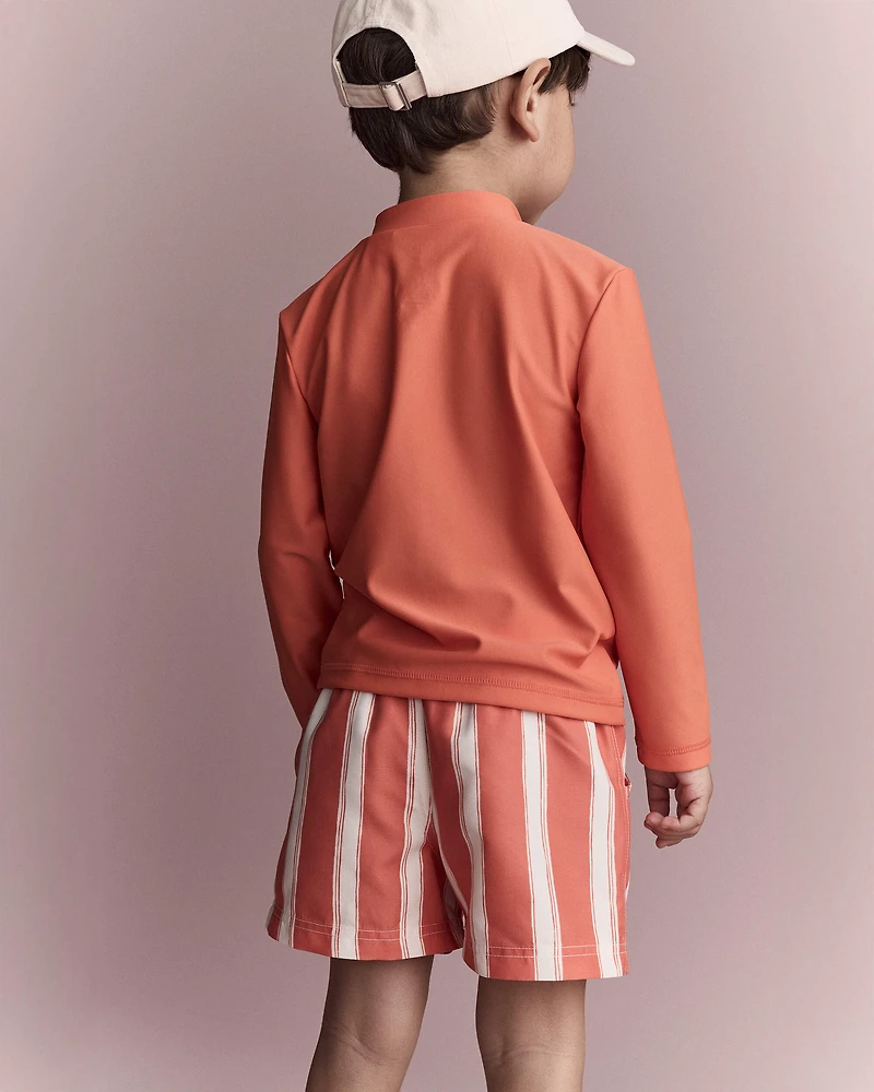 Toddler Full-Zip Long-Sleeve Rashguard - Orange