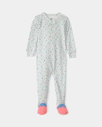Toddler Girl Strawberry 100% Cotton Snug Fit 1-Piece Pyjama Set