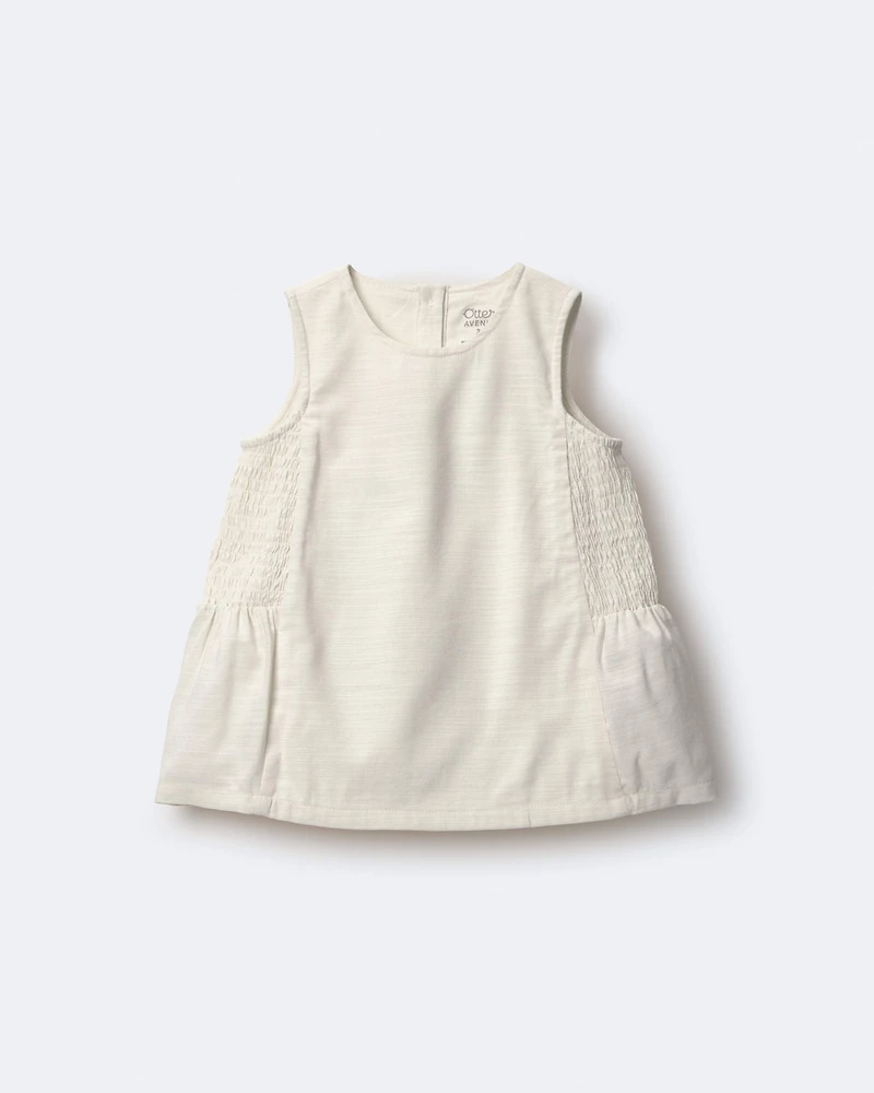Toddler Girl Smocked Top - Cream