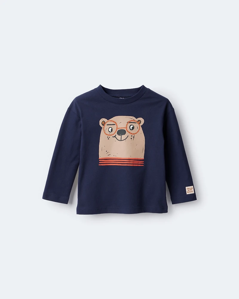 Toddler Boy Otter Long-Sleeve Relaxed Graphic Tee - Navy