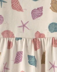 Toddler Girl Organic Cotton Tiered Dress Seashells