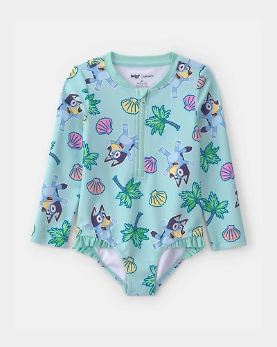 Toddler Girl Bluey™ 1-Piece Rashguard Swimsuit - Blue