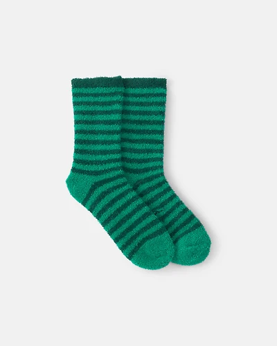 Kids Striped Christmas Cozy Socks - Green