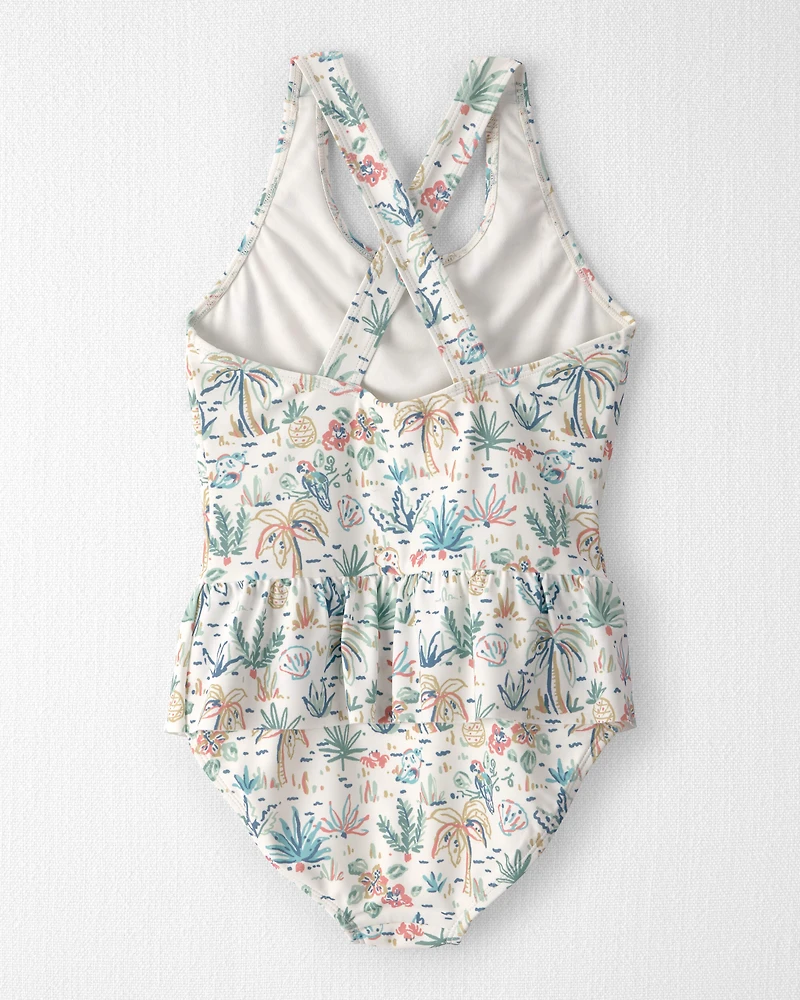 Girls Recycled Swimsuit Tropical Paradise Print