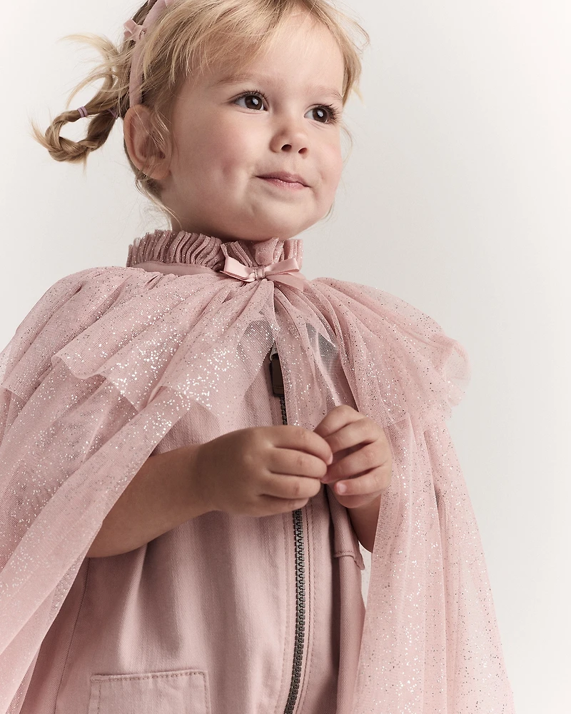 Toddler Girl Confetti Dress Up Cape - Light Pink