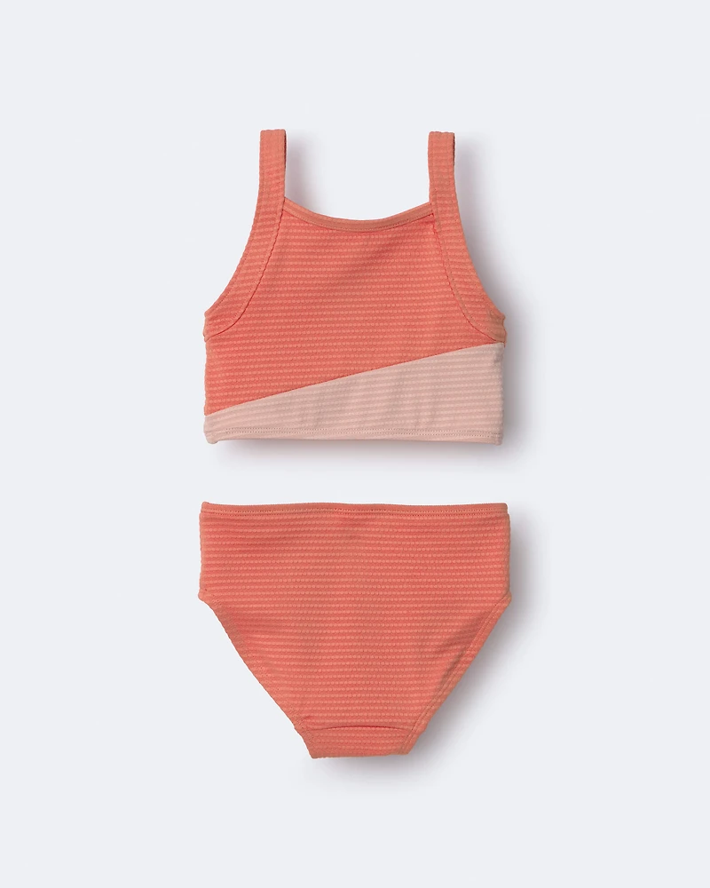 Toddler Girl colourblock Tankini Set - Orange