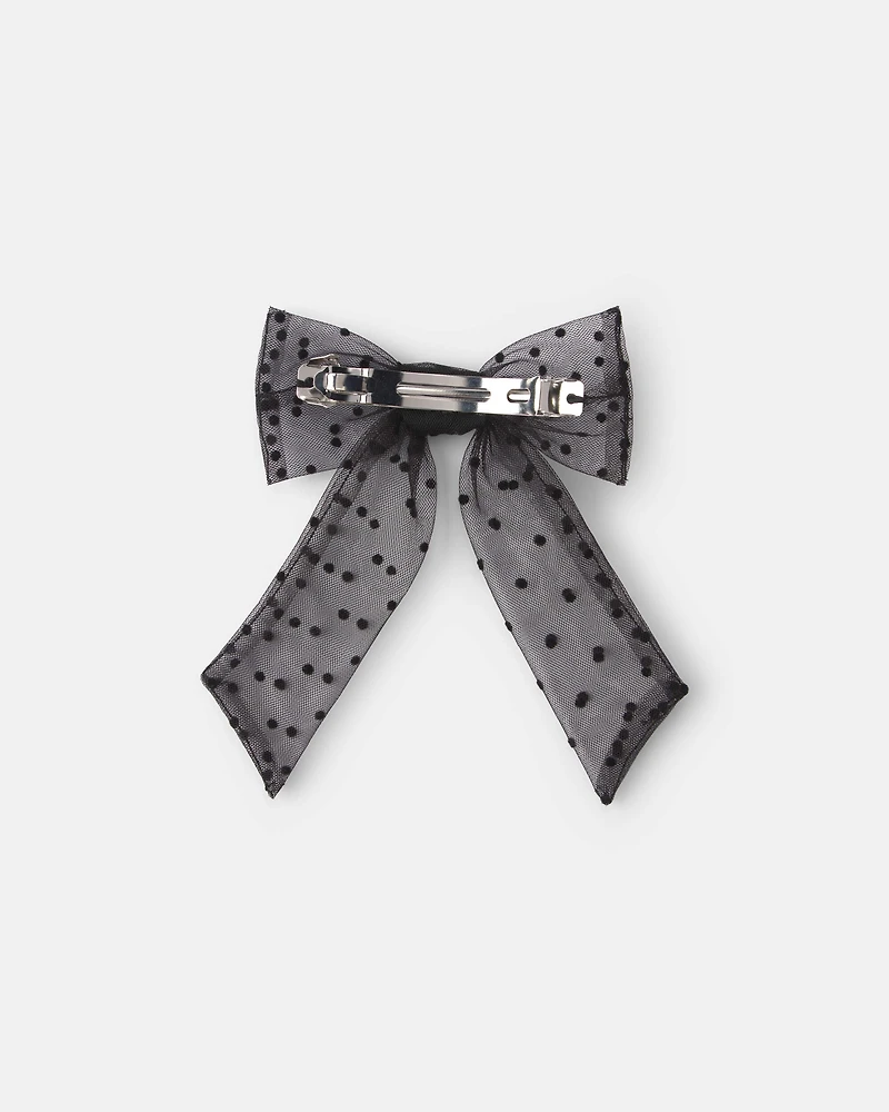 Toddler Girl Sheer Bow Hair Clip - Black