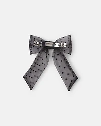 Toddler Girl Sheer Bow Hair Clip - Black