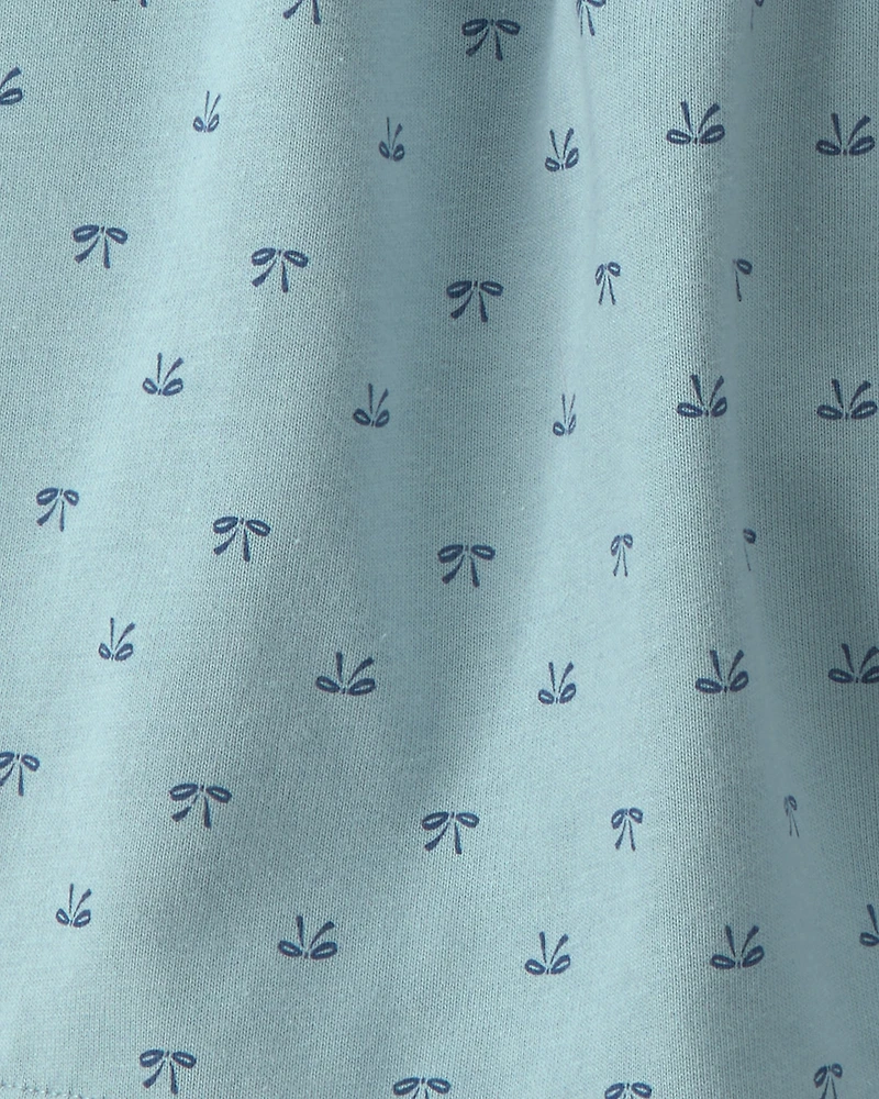 Girls Bow Cotton Skort - Blue