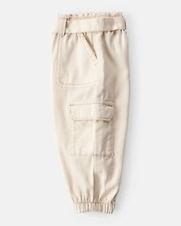 Baby Girl Cotton Cargo Joggers - White