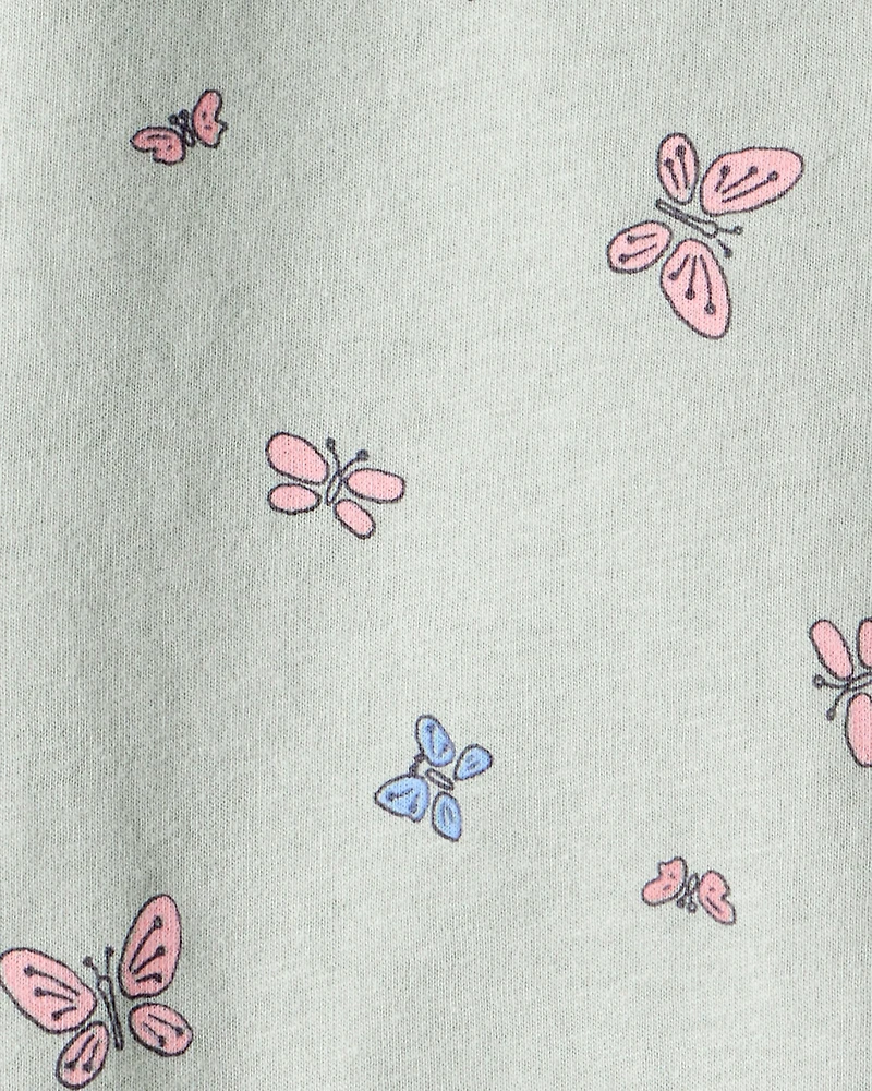 Baby Girl Butterfly Print Long Sleeve Tee - Green