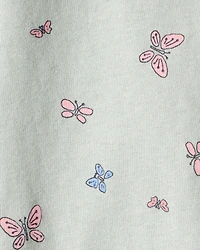 Baby Girl Butterfly Print Long Sleeve Tee - Green