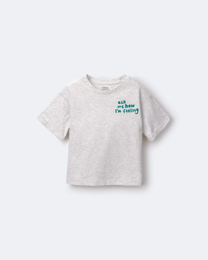 Toddler Girl 'Ask Me How I'm Feeling' Rolled Cuff Tee - Heather Grey