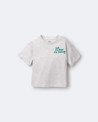 Toddler Girl 'Ask Me How I'm Feeling' Rolled Cuff Tee - Heather Grey
