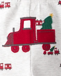 Baby Boy 3-Piece Train Print Long-Sleeve Bodysuits & Pant Set - Red