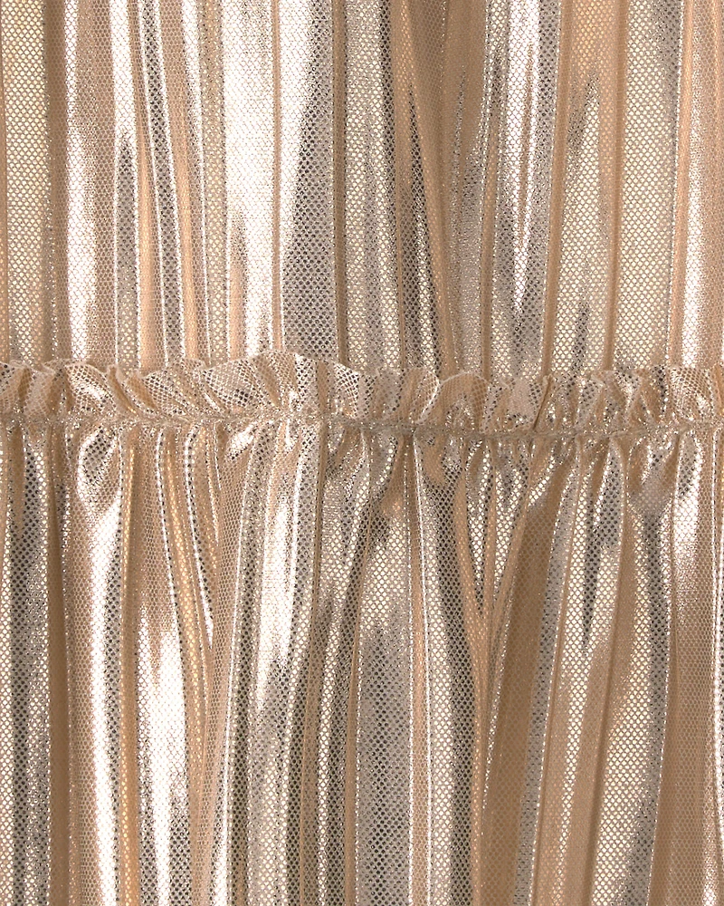 Baby Girl Metallic Crinkle Short-Sleeve Dress - Gold