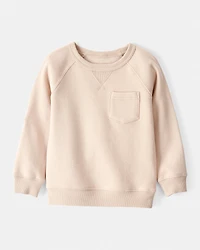 Toddler Boy Solid Fleece Long-Sleeve Sweatshirt - Khaki