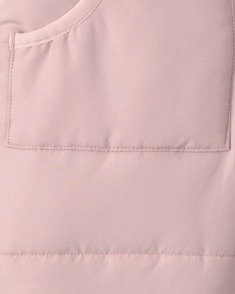 Baby Girl Solid Quilted Pramsuit- Pink
