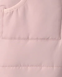 Baby Girl Solid Quilted Pramsuit- Pink