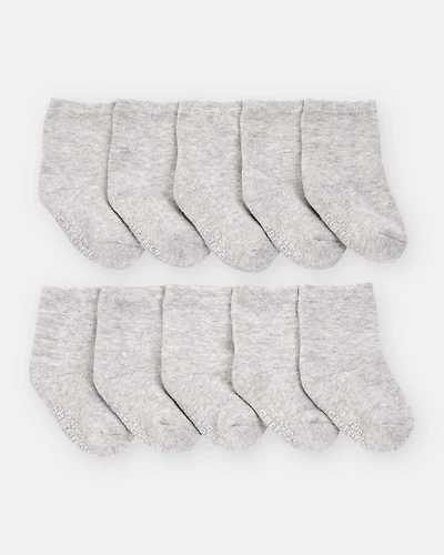 Baby Boy 10-Pack Crew Socks - Grey