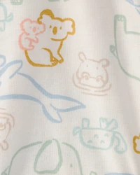 Baby 5-Pack Animals Sleeveless Multipack Bodysuits - Cream