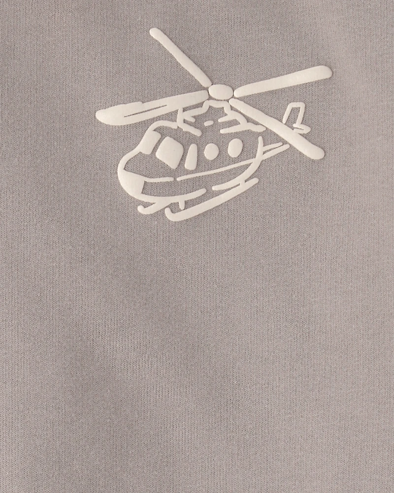 Baby Boy Helicopter French Terry Sweatshirt & Pant Set - Grey