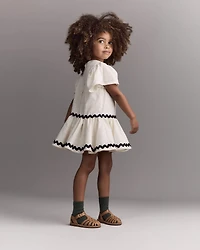 Toddler Girl Short-Sleeve Peplum Dress - Cream