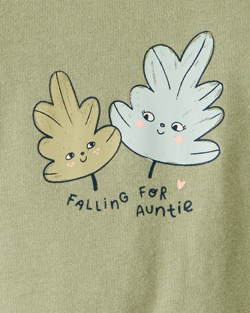 Baby Girl Auntie Cotton Long-Sleeve Graphic Bodysuit - Green