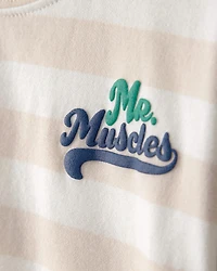 Baby Boy 'Mr. Muscles' Striped Top - Tan