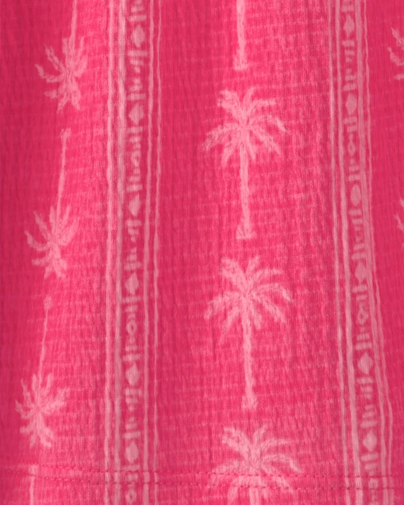 Girls Palm Tree Tank Dress - Pink