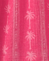 Girls Palm Tree Tank Dress - Pink