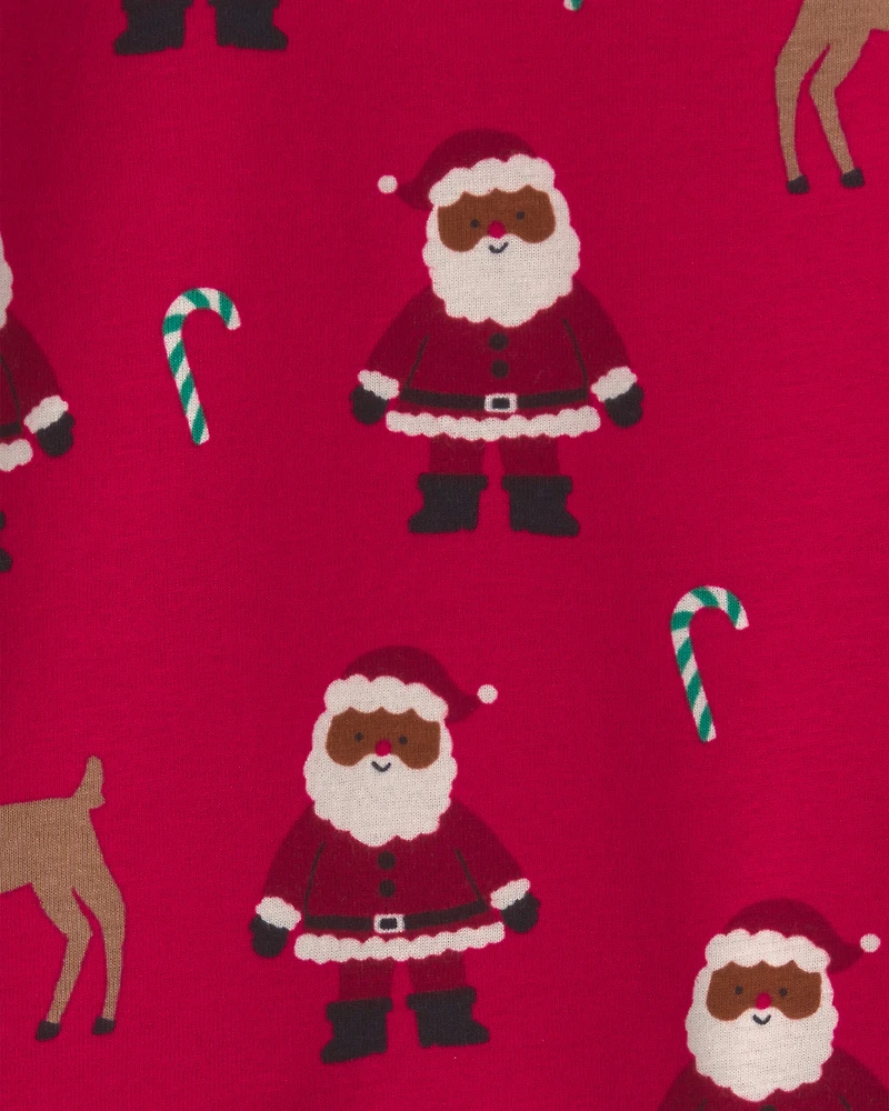 Baby 2-Piece Brown Santa Christmas 100% Cotton Snug Fit Pyjama Set - Red