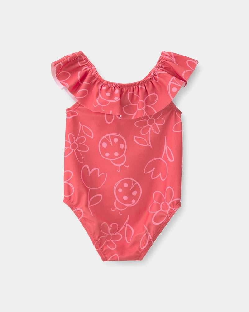 Baby Girl Floral 1-Piece Swimsuit - Red