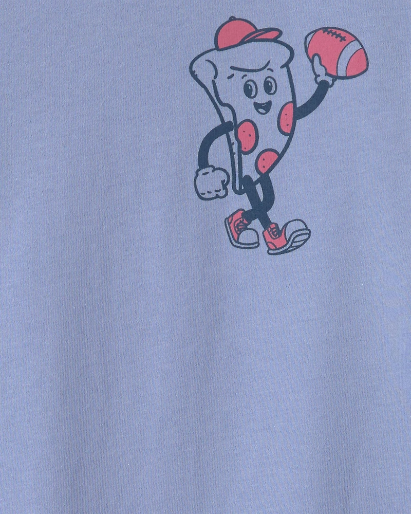 Boys Pizza Long-Sleeve Graphic Tee - Blue
