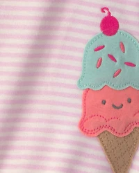 Baby Girl Striped Ice Cream Romper - Pink